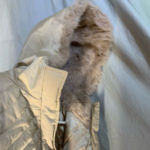 Euc BEBE real rabbit fur Hood coat sz M